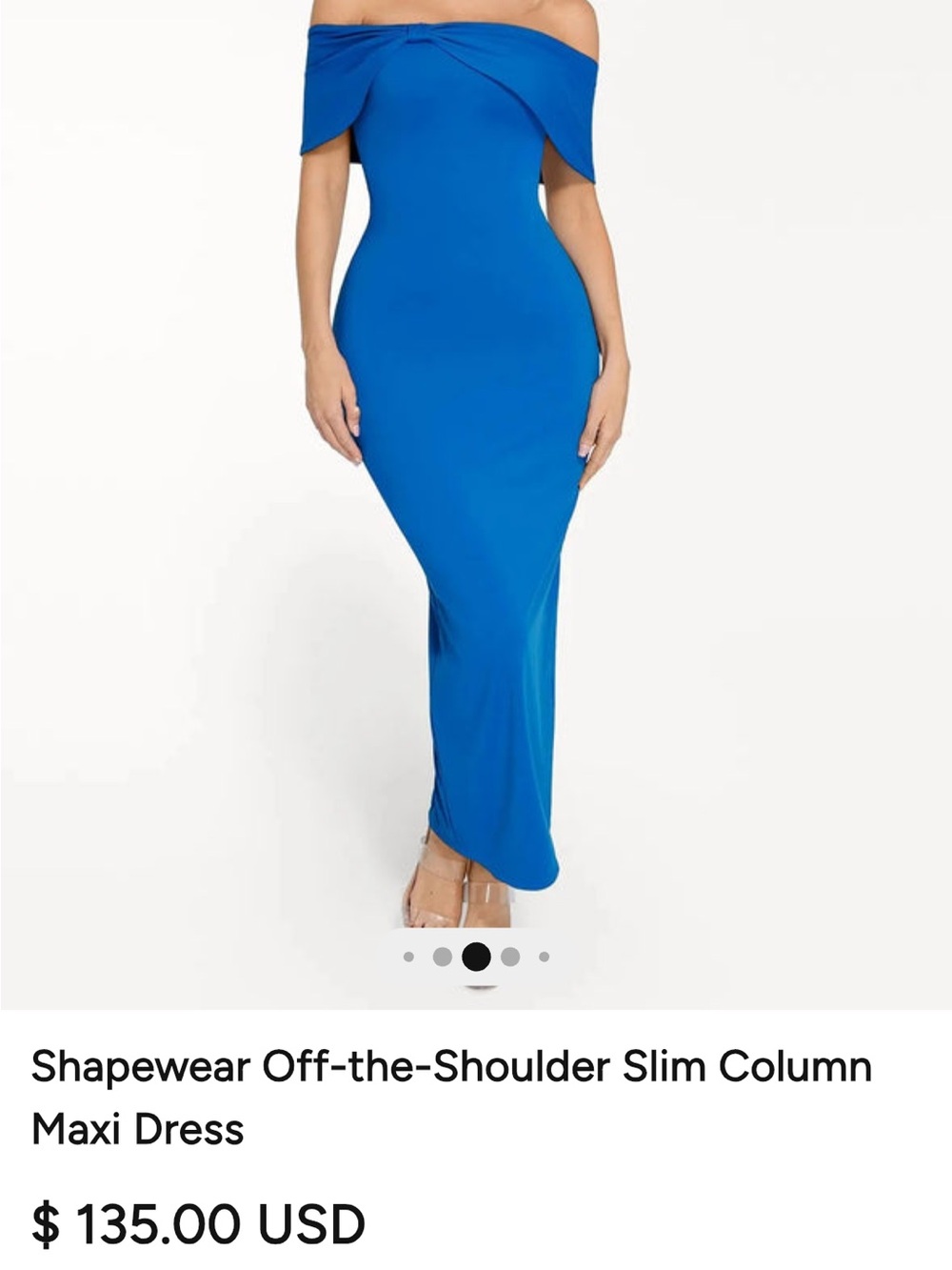 Popilush Off-the-Shoulder Slim Column Maxi Dress in Cobalt Blue